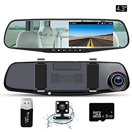 Digital Car Mirror with 2 cam Front & Back - almallexpress.com